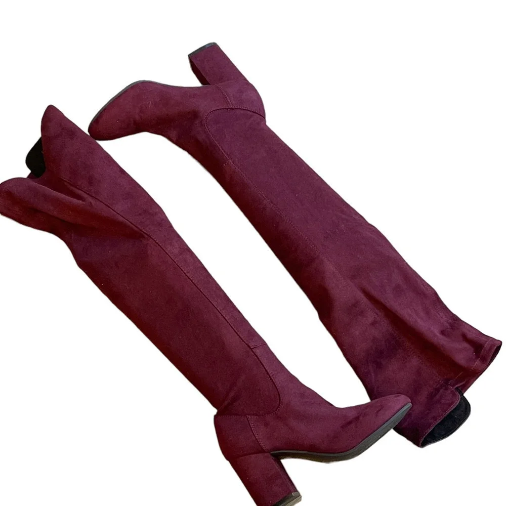 New Treasure & Bond Microfiber Over the Knee Boots Burgundy Women’s Size 5.5M